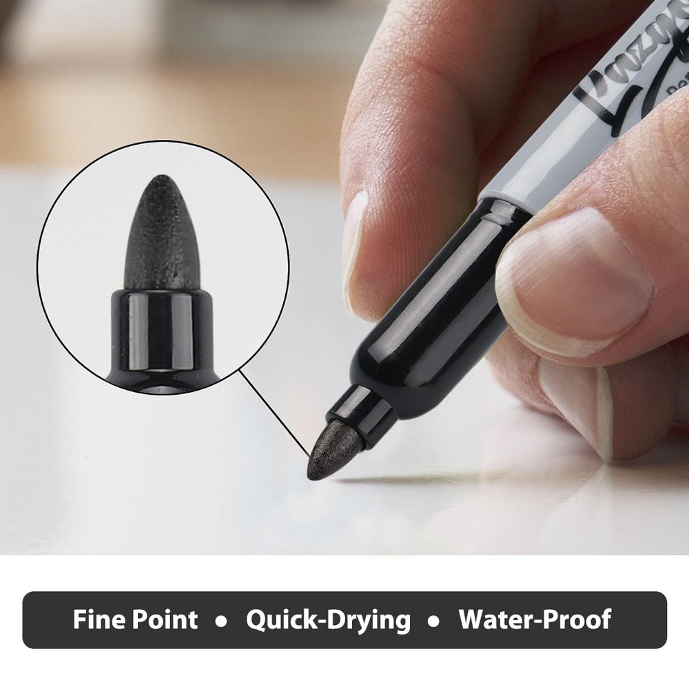 Permanent Markers Bulk, 240 Pack Fine Tip Black Permanent Markers, Waterproof...