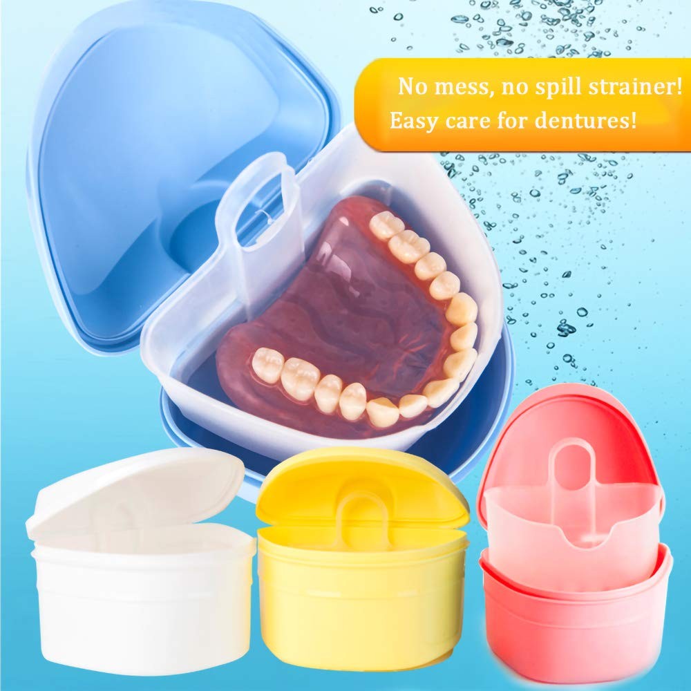 Denture Bath Box Retainer Case Navy Blue