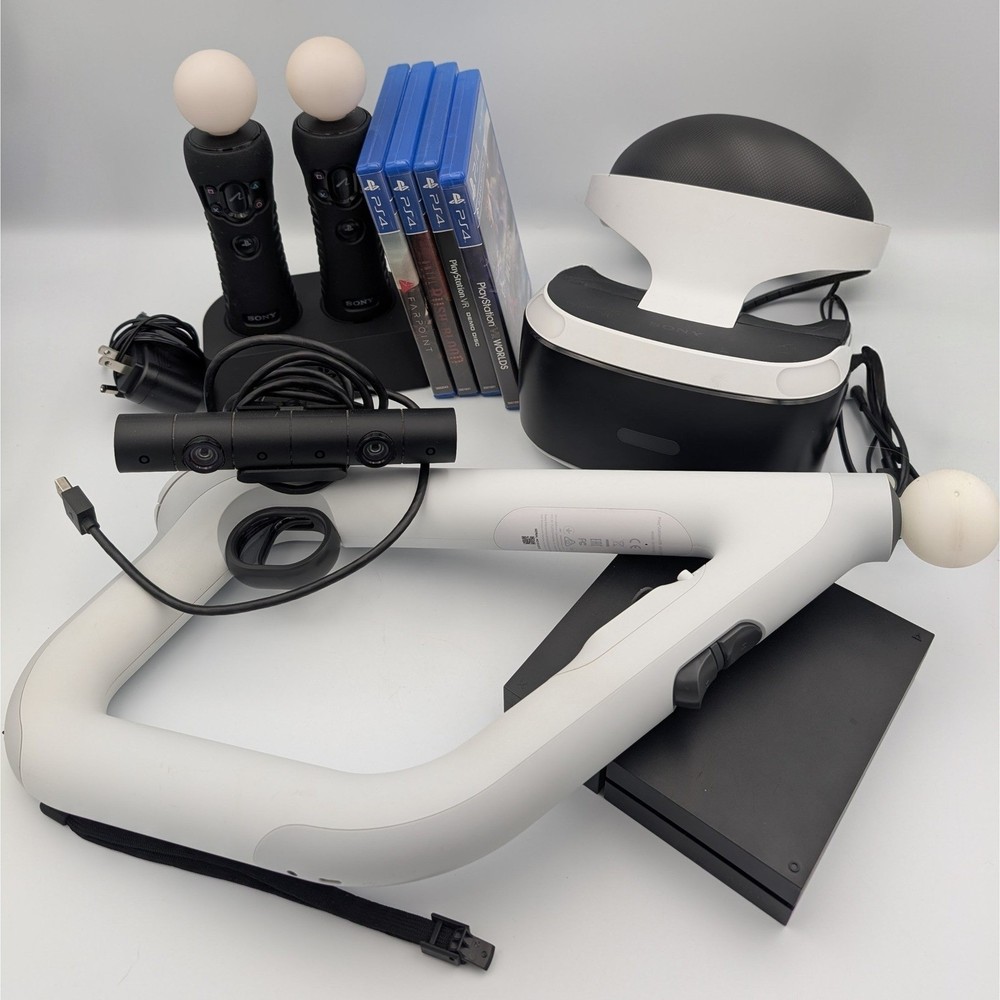 Sony PlayStation VR PSVR1 Bundle Aim Controller Move Camera PS4 Games Case Box