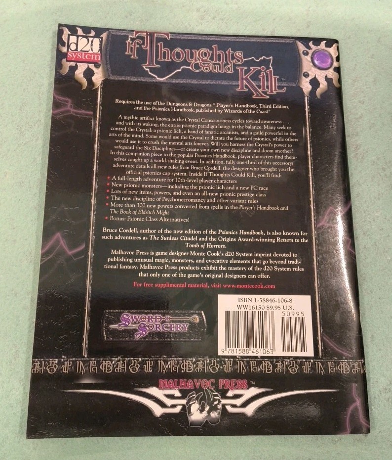 Sword & Sorcery If Thoughts Could Kill A Psionics Accessory/Adventure