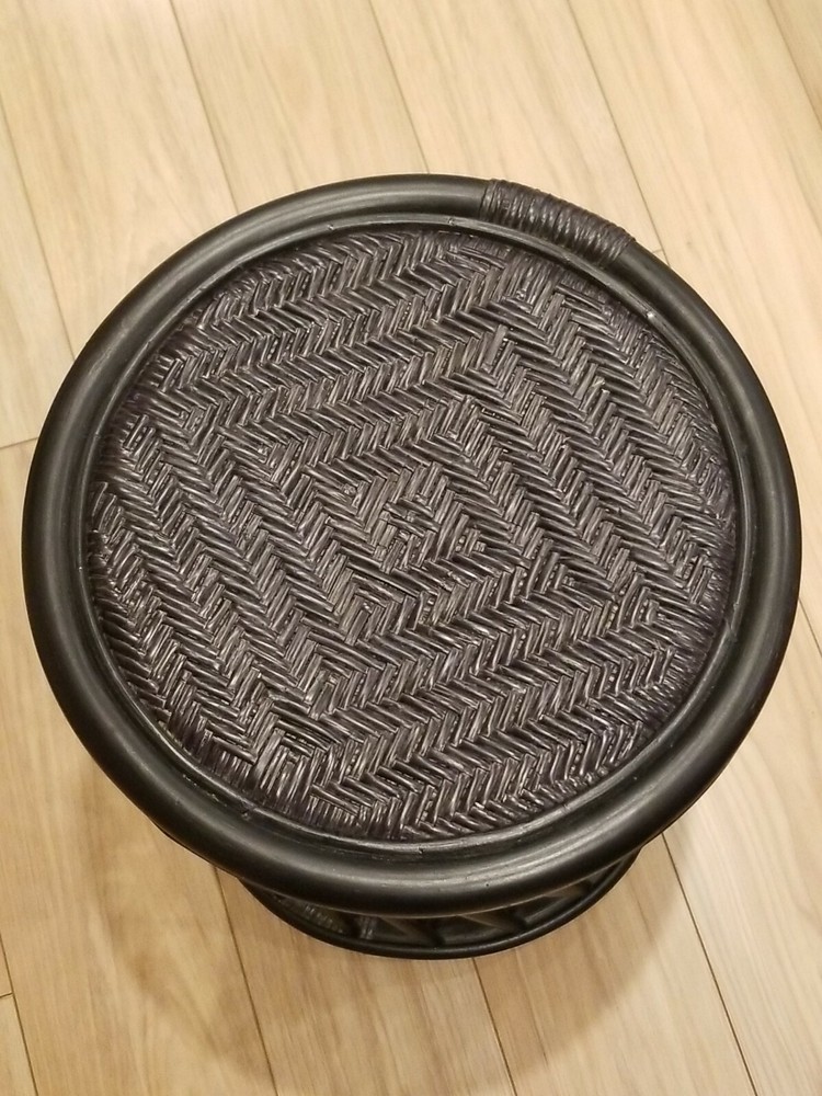 Handmade Black Rattan Wicker Stool