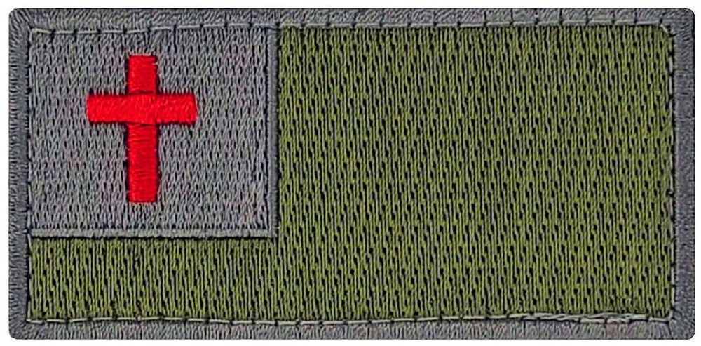 CHRISTIAN FLAG CROSS EMBROIDERED TACTICAL PATCH |2PC HOOK BACKING 3"x1.5"