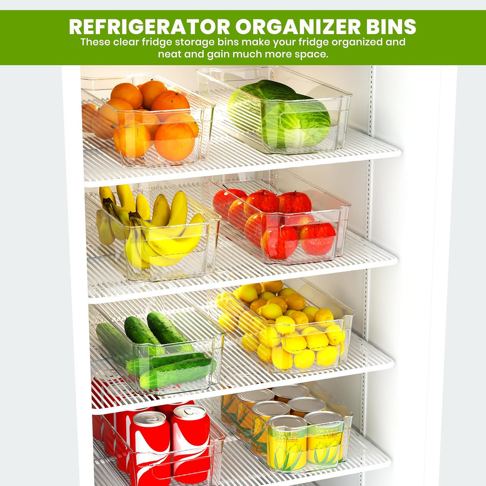 - Fridge & Refrigerator Organizer Bins (8 Pack), Clear Stackable Durable Plastic