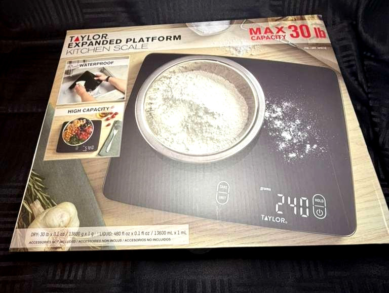 Taylor High-Quality Expanded Platform Digital Kitchen Scale –30lb Max Waterproof