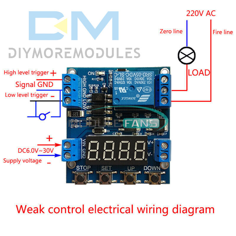 6-30V 1-Channel Relay Module Durable Trigger Delay Cycle Timer Circuit Switch