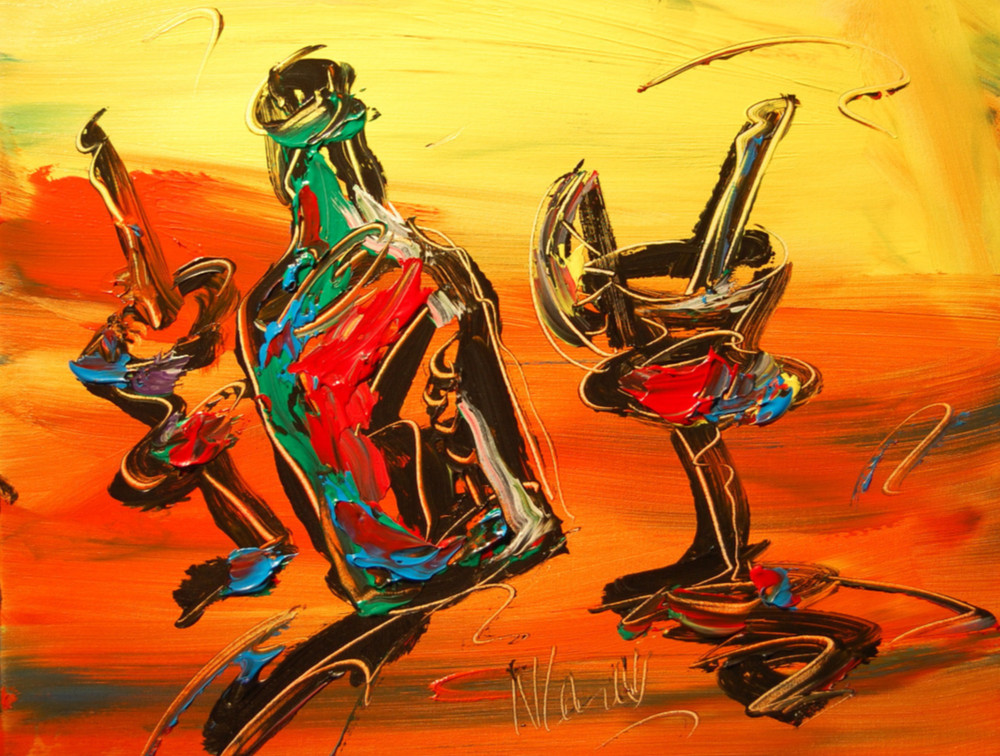 IMPRESSIONIST MODERN ART STRETCHED CANVAS  MUSIC COFFEE LANDSCAPE
