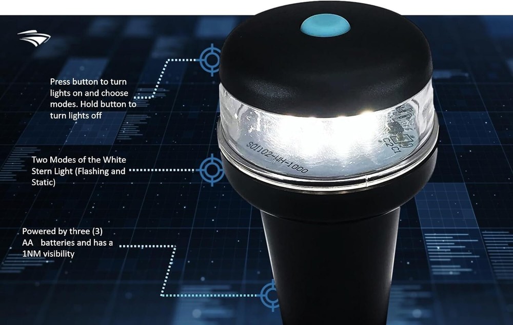 Pactrade White Navigation Light AA Battery Operated base Mount Adapters Bracket