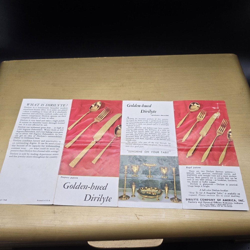 Dirilyte Regal Flatware Gold Dinnerware 93 Piece Vintage With Case Paperwork