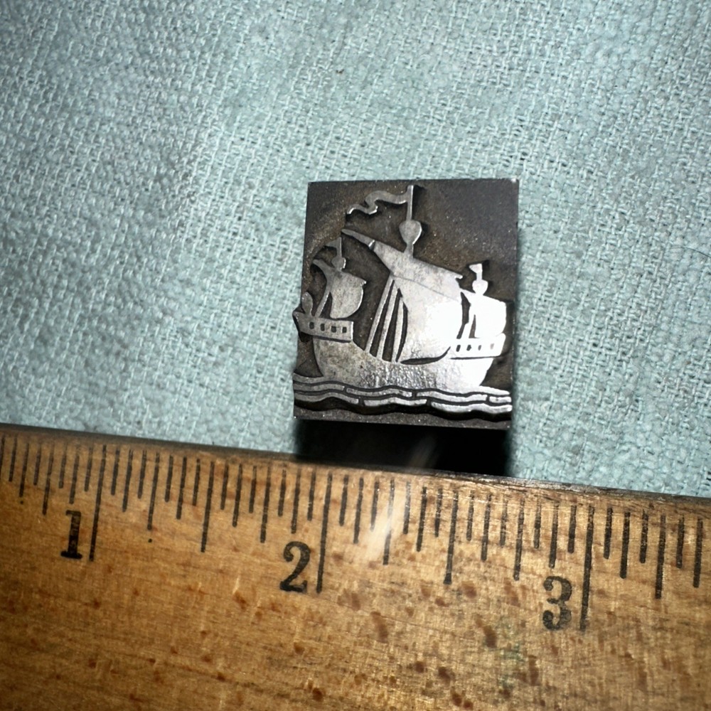 Printing Block “ Old Sailing Ship “ Lead Block