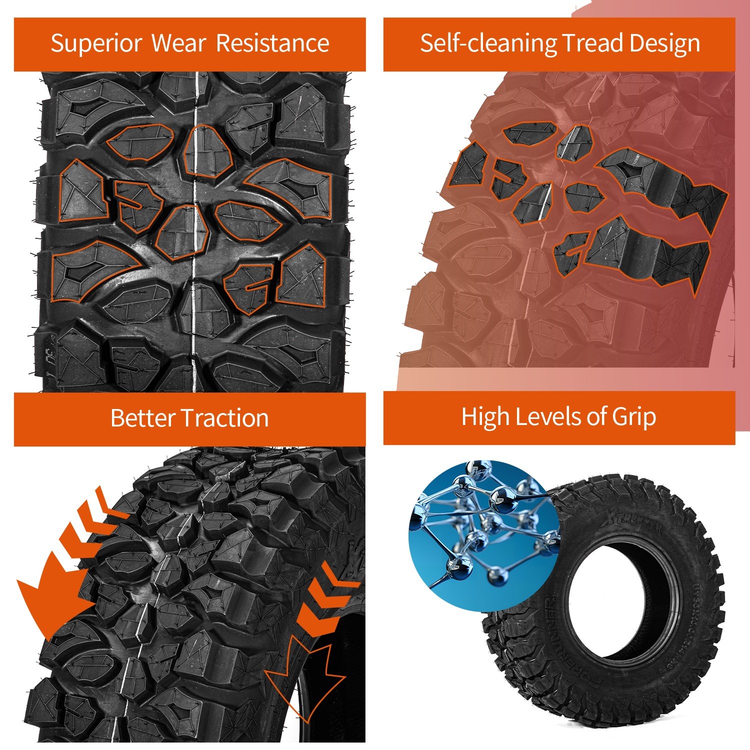 Set 4 32x10x15 ATV Tires 32x10-15 10PR Radial UTV Tires 32 10R 15 All Terrain