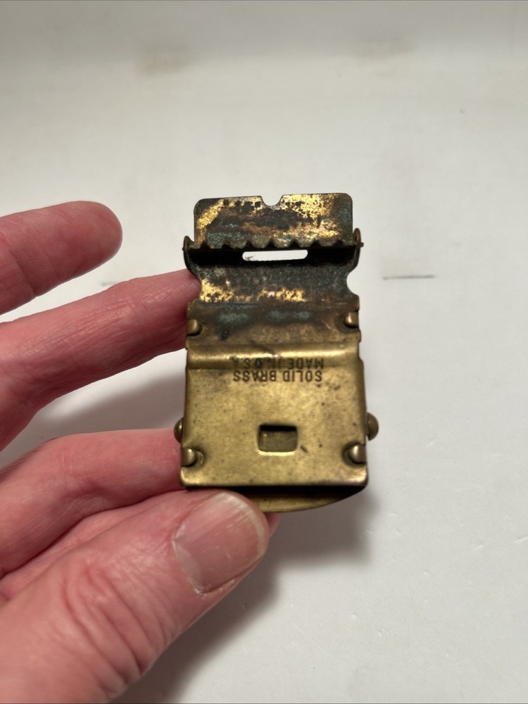 WW2 Original Solid Brass Wings & Propeller Belt Buckle USAAC