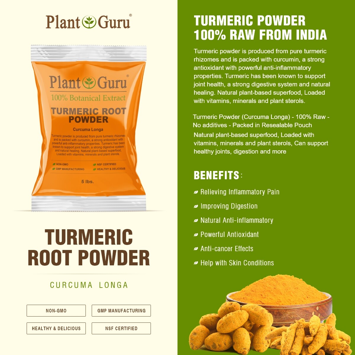 Turmeric Root Powder Curcumin Curcuma Longa Pure Natural Bulk Spice ALL SIZES