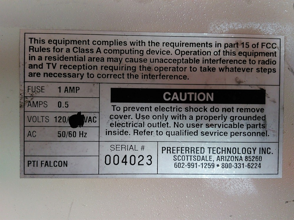 Defective PTI Falcon Access Control Panel Self Storage Keypad AS-IS