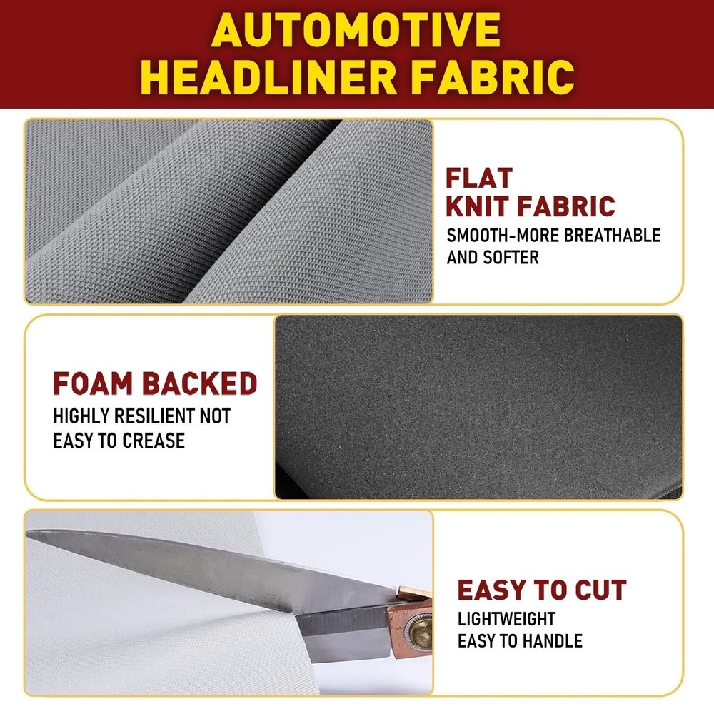 Headliner Fabric Material with Foam Backing for auto Interior Replacement