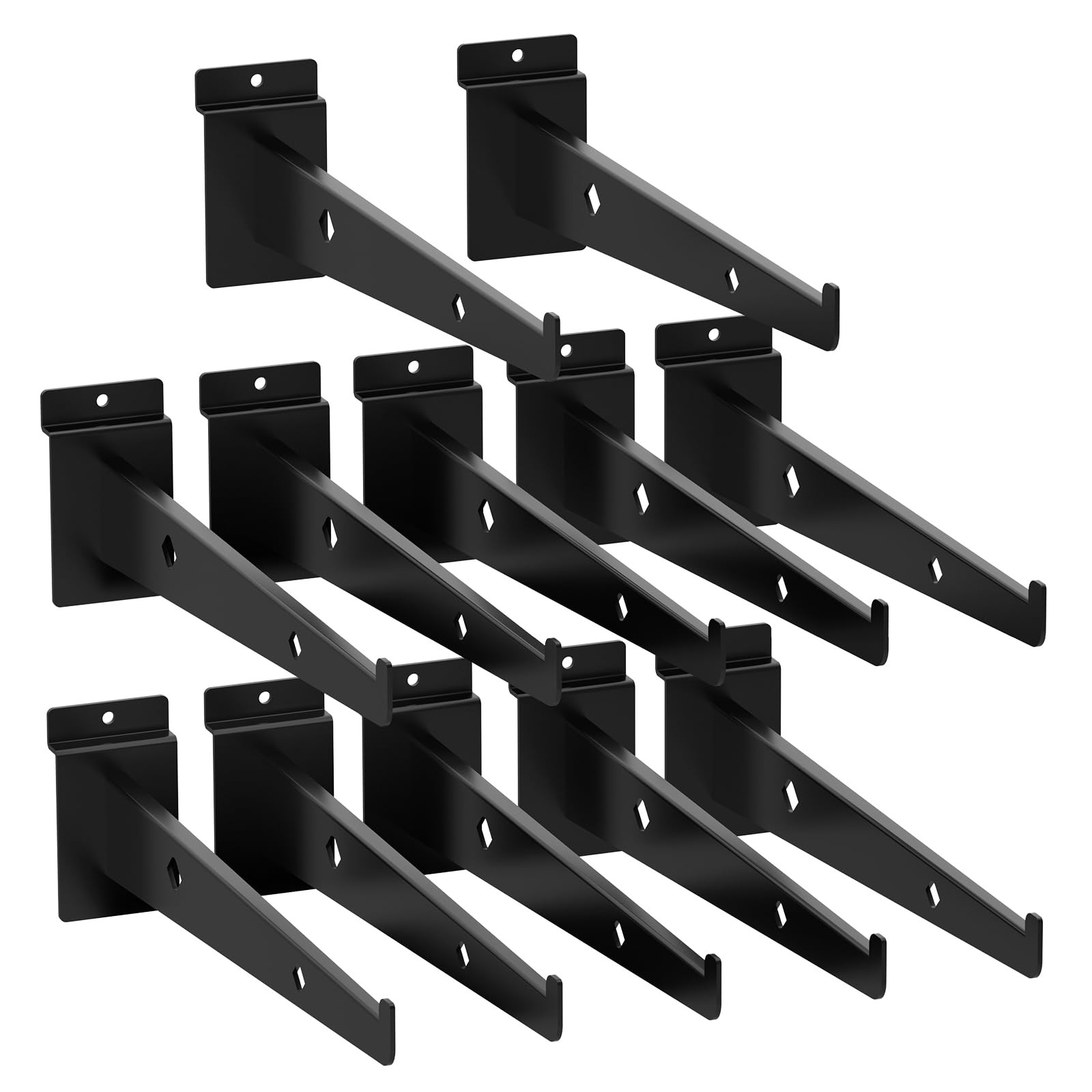 12 Pcs 12 Black Slatwall Shelf Bracket, Metal, Heavy Duty, Slat Wall, Garage