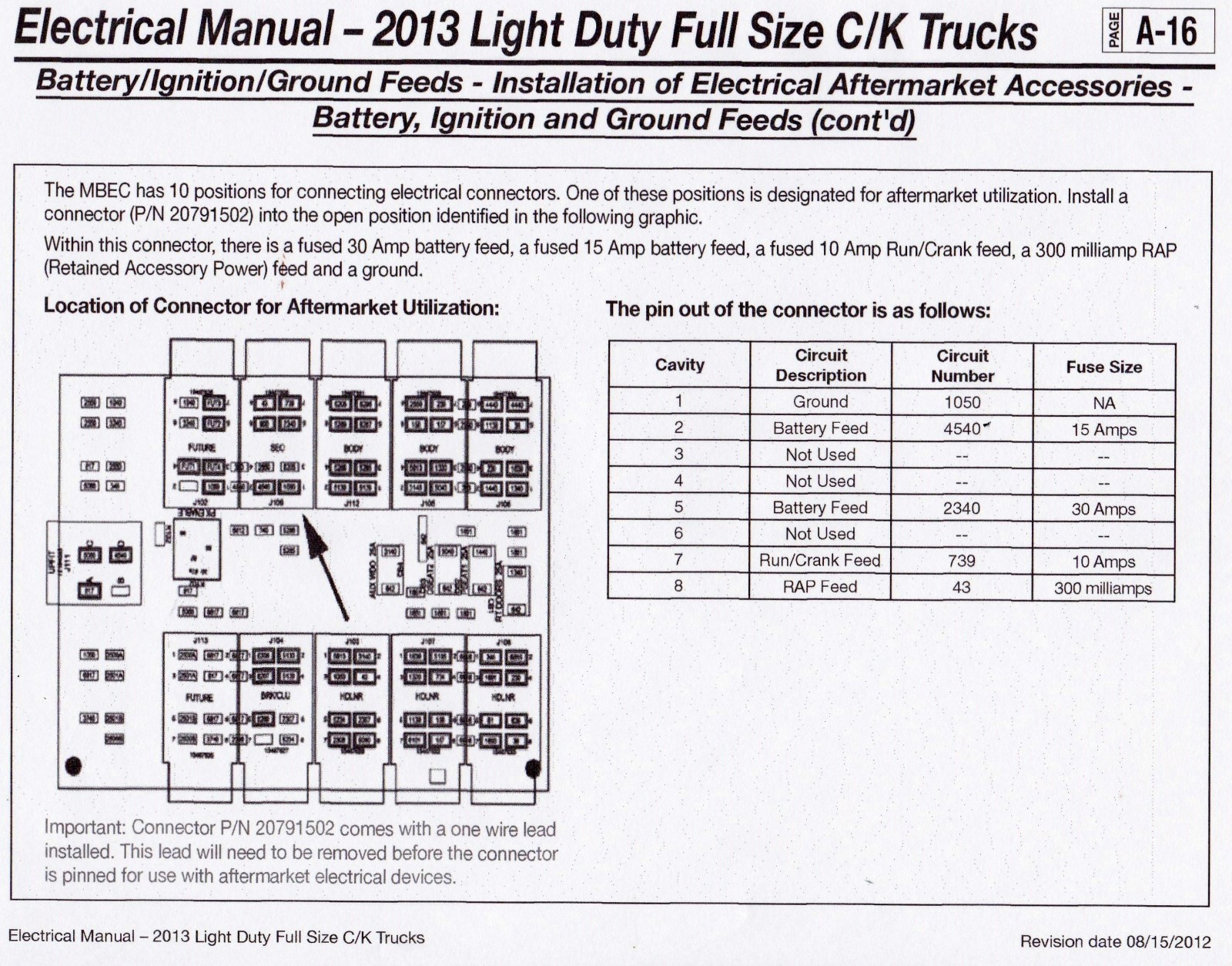 2007-2013 GM UPFITTER CHEVY GMC JUNCTION BLOCK MBEC CONNECTOR 13504592 20791502