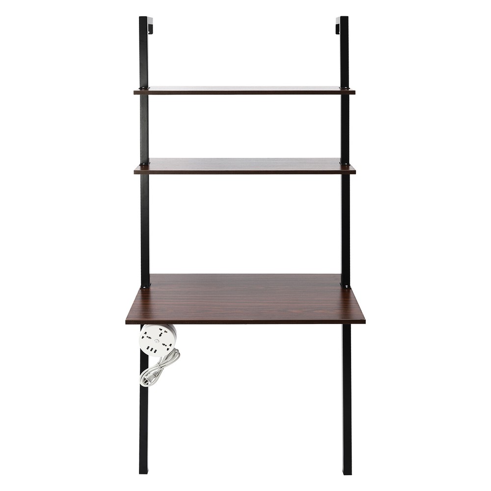Wall Mount Writing Table Space-saving Desk With Storage Bookshelf Floating Shelf