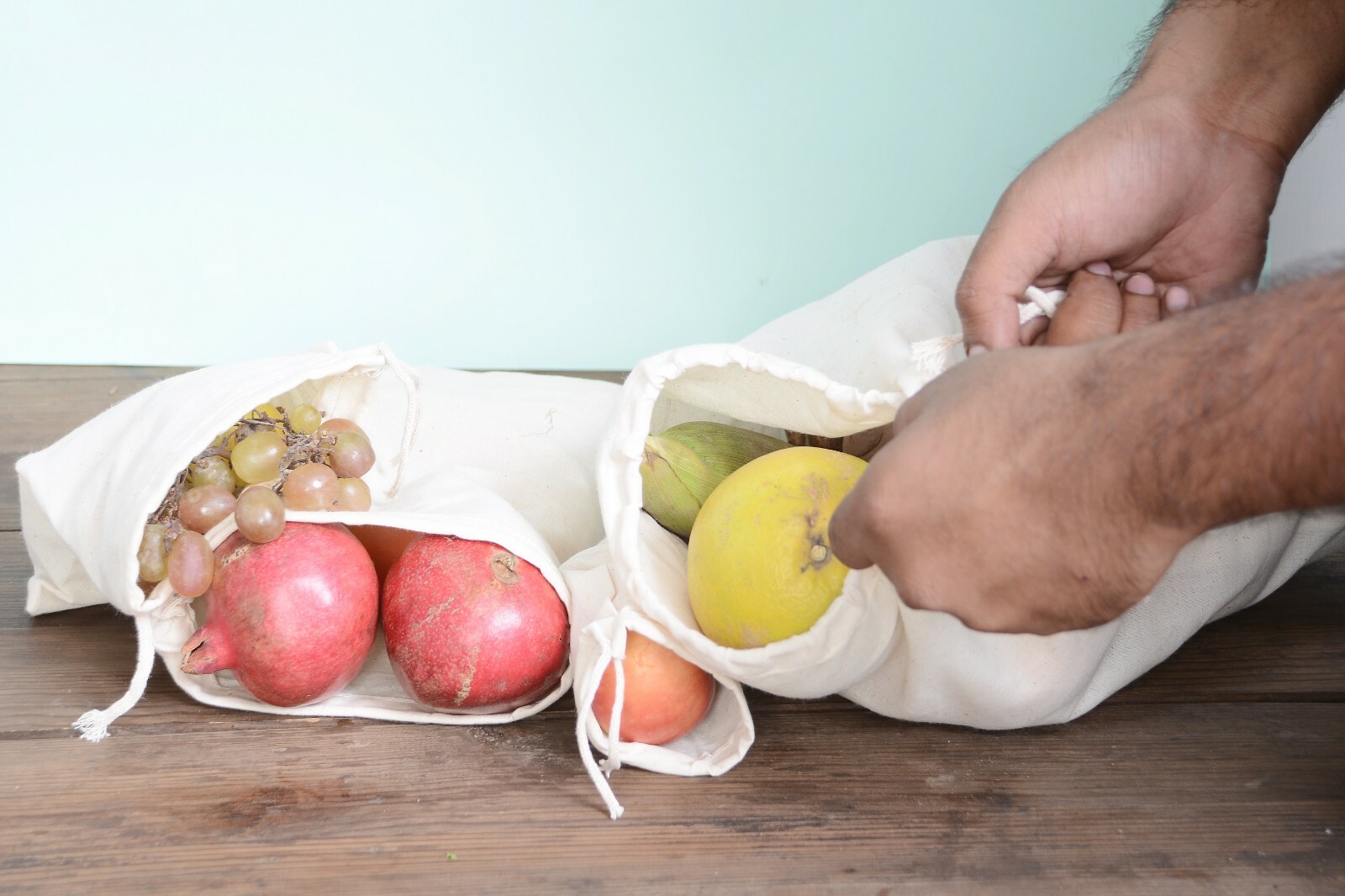 8"x10" Cotton Single Drawstring Muslin Bags (Natural Color)