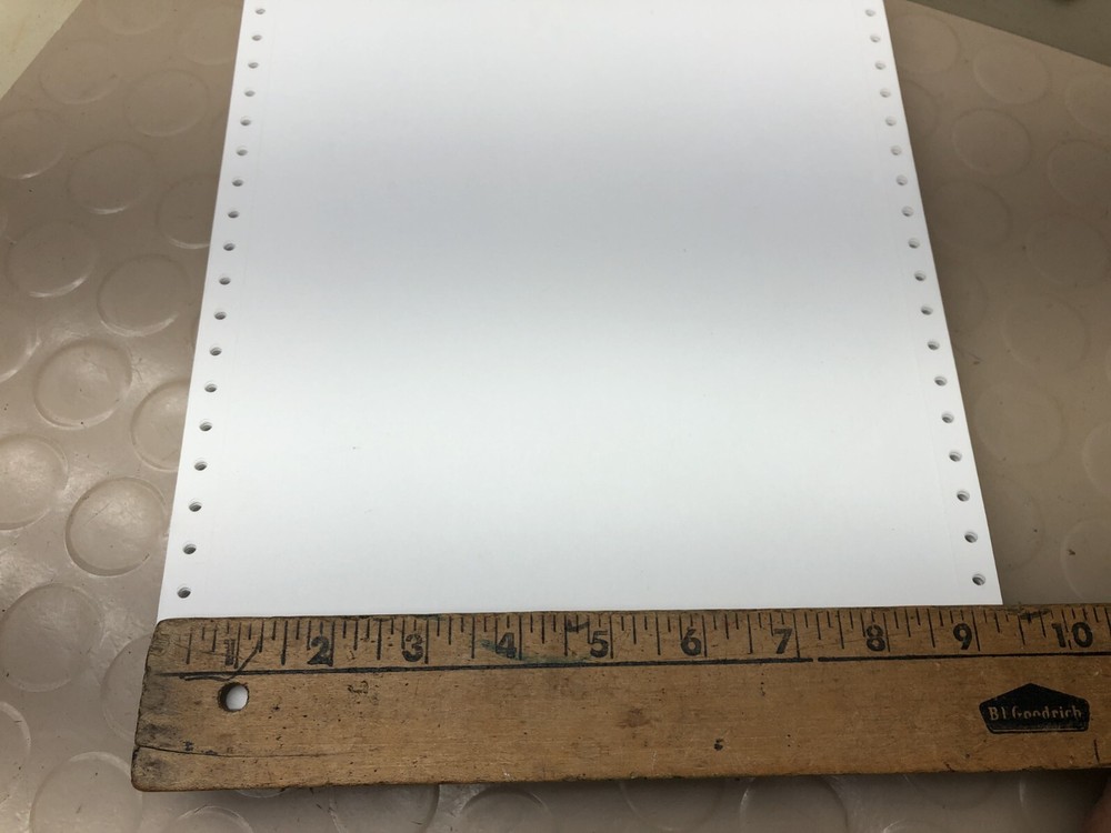 Vintage Continuous Tractor Feed Dot Matrix Printer Paper 9.5" x 11" 250 sheets