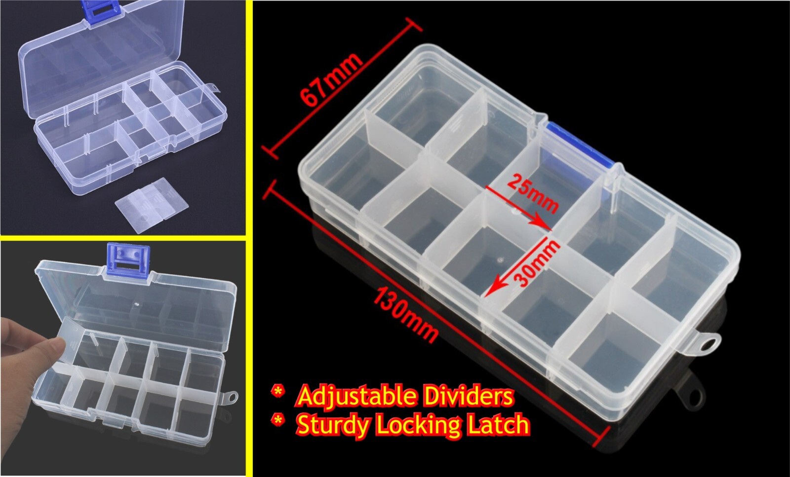6-Piece Clear Jewelry Box Bead Storage Craft Container Set