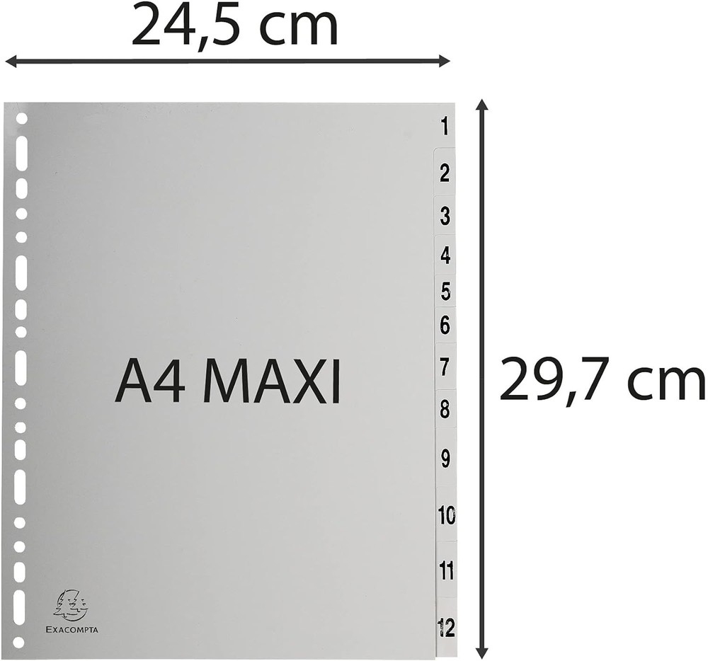 Exacompta - Ref 2912E - PP Printed Indices - For Use With A4+ Documents, 0.1mm P