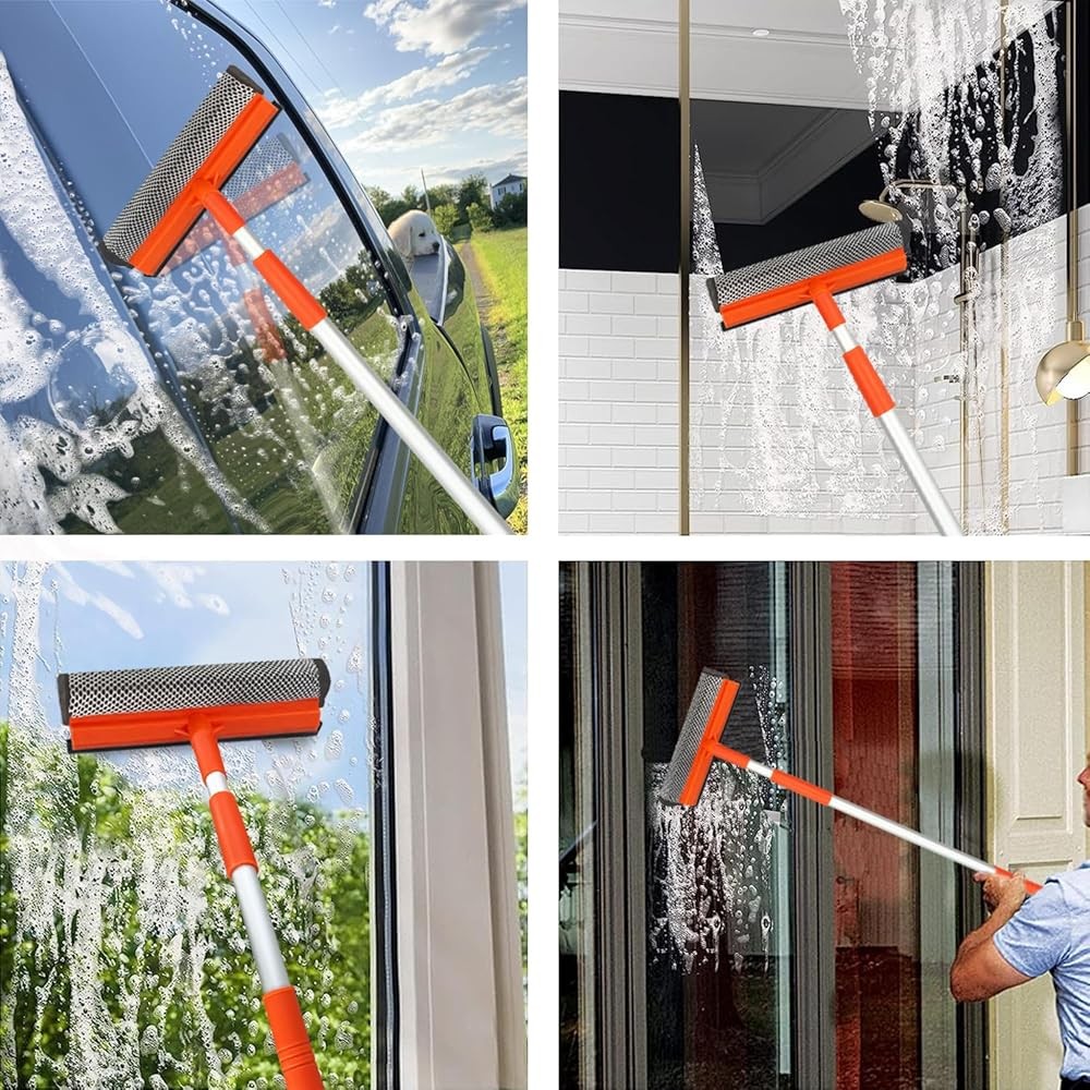 Window Squeee for Window Cleaning with Retractable Pole, Squeee Window