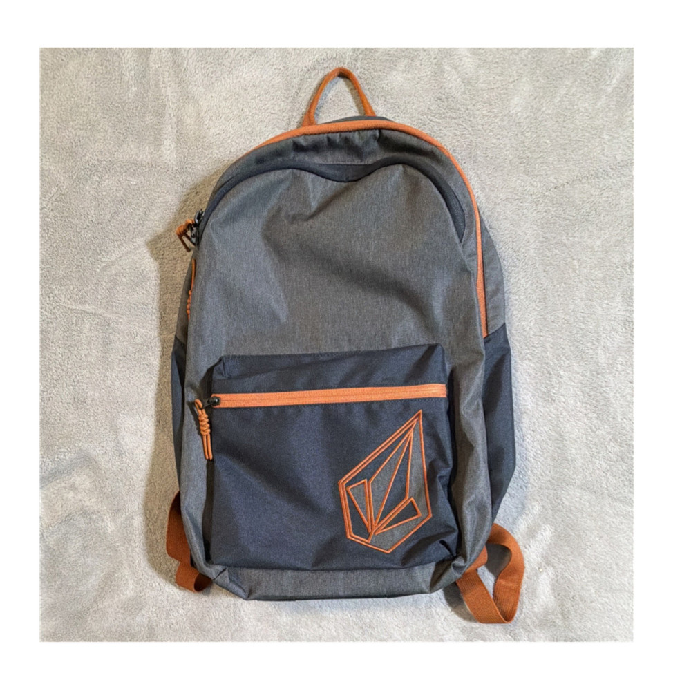 Volcom Men's Backpack Gray Orange Adjustable Strap Outer Pockets Padded