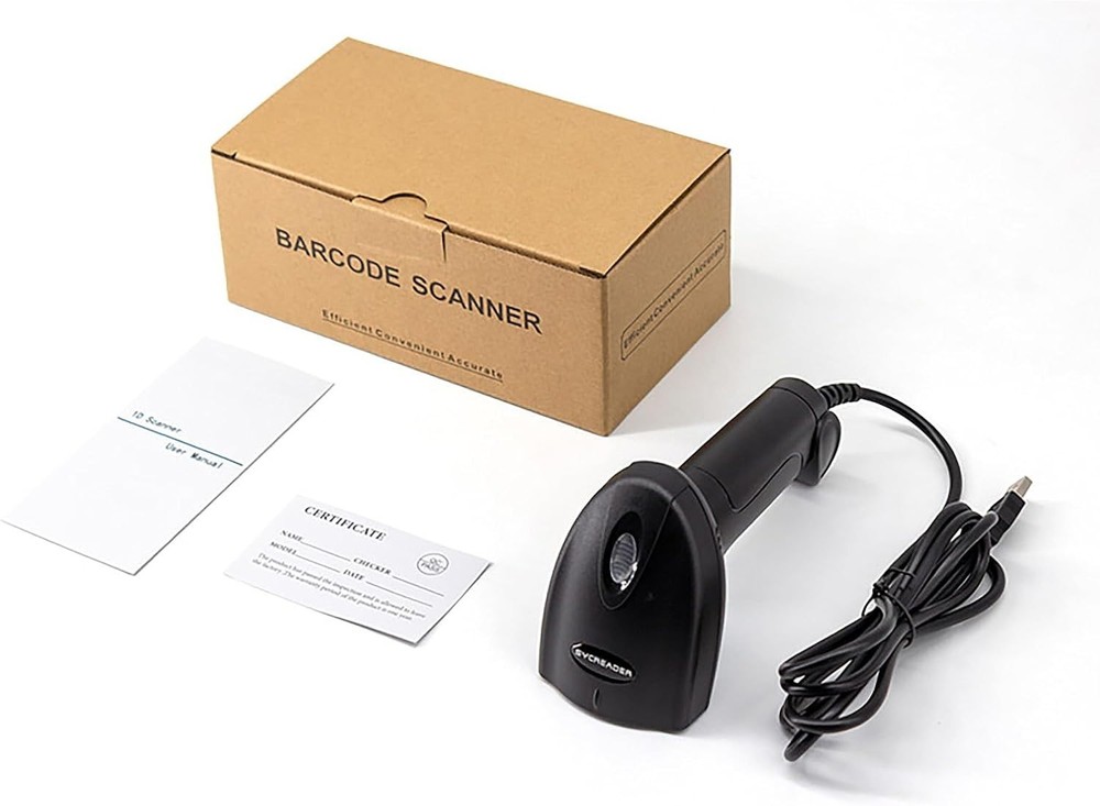High-Speed USB Barcode Scanner - Reliable 1D Reader for Supermarkets & Offices