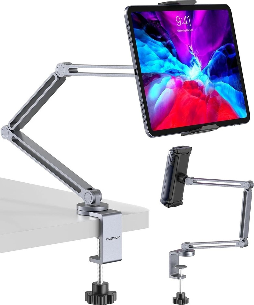 Super Grip Tablet Arm Mount - Adjustable & 360° Rotating Holder for All Devices