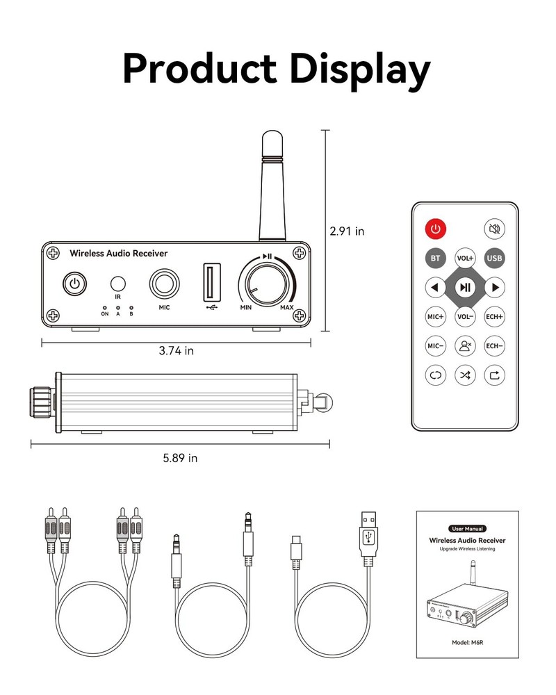 Upgraded Bluetooth 6.0 Receiver,Wireless Bluetooth Long Range Low Latency for...
