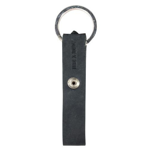 , Rustic Keychain with Belt Loop, Keyring Organizer, Slim Strap Charcoal Black