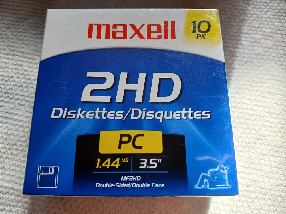 Maxell Micro Floppy 3.5" Disk MF2-HD High Density Double Sided 100Ct NEW IN BOX!