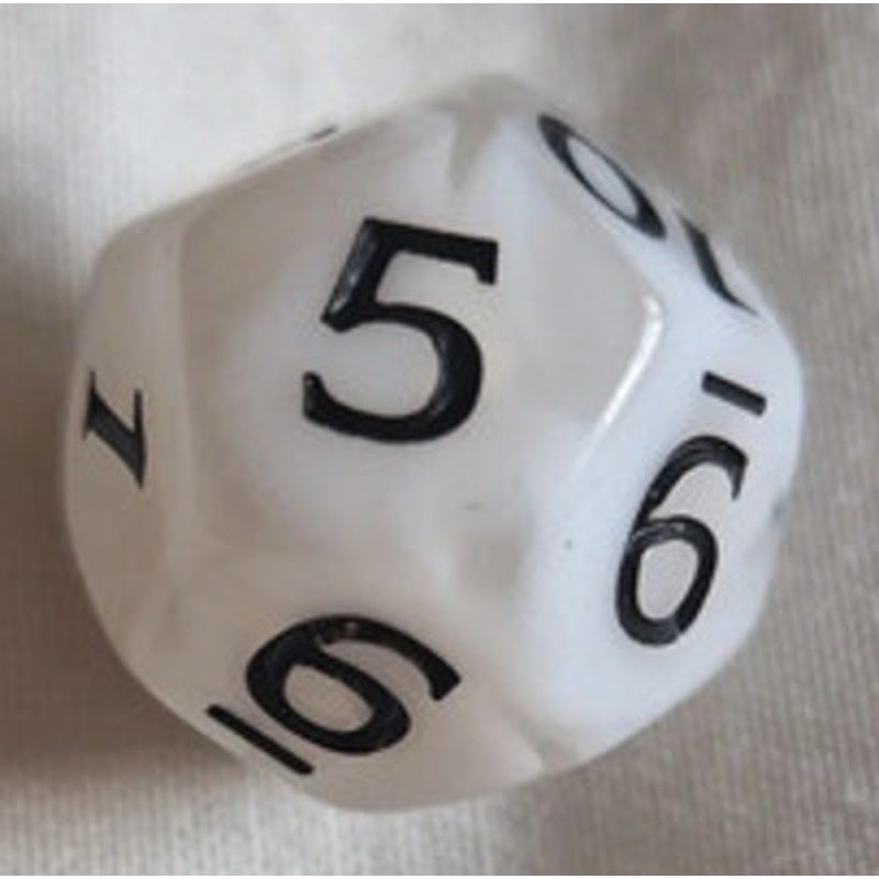 White and clear marble effect D&D dice set