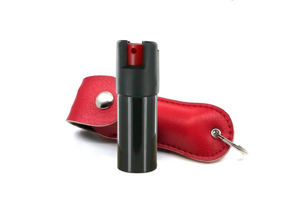 Key Chain Pepper Spray .50oz Red Artificial Leather Case Personal Security;."