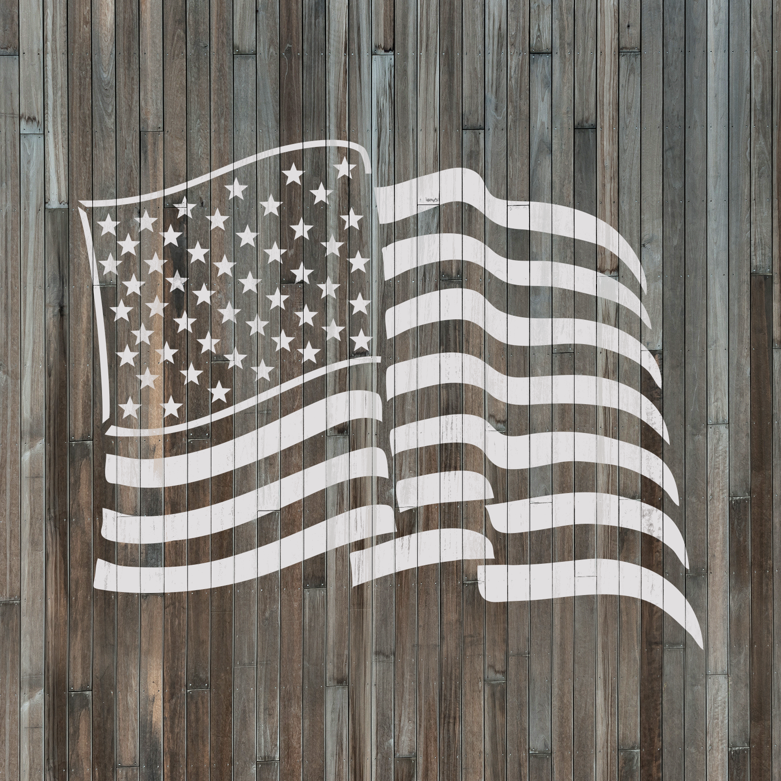 Waving American Flag Stencil - Mylar Stencils, Huge Stencils, Diy Craft