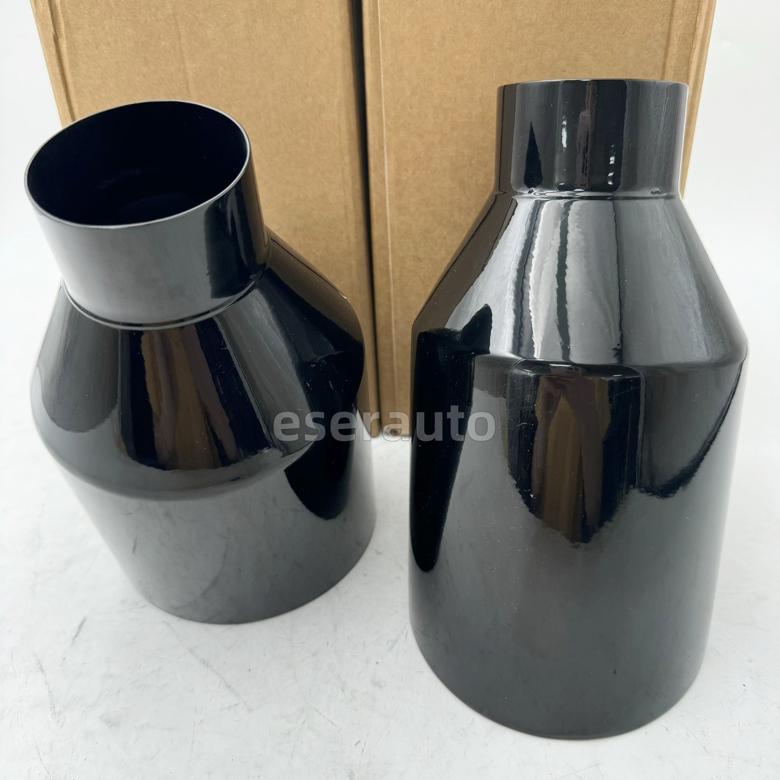 Pair Dodge RT SRT RAM 5″ Big Black Exhaust Tip 2.5″ Inlet Angle Cut Double Wall