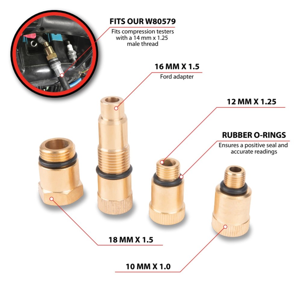 W80577 Compression Tester Spark Plug Adapters Set