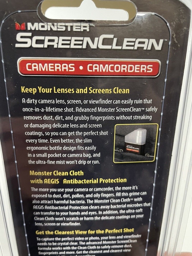 Monster Microfiber Cloth & Screen Clean Spray Camera, Camcorder/ Electronics NOS
