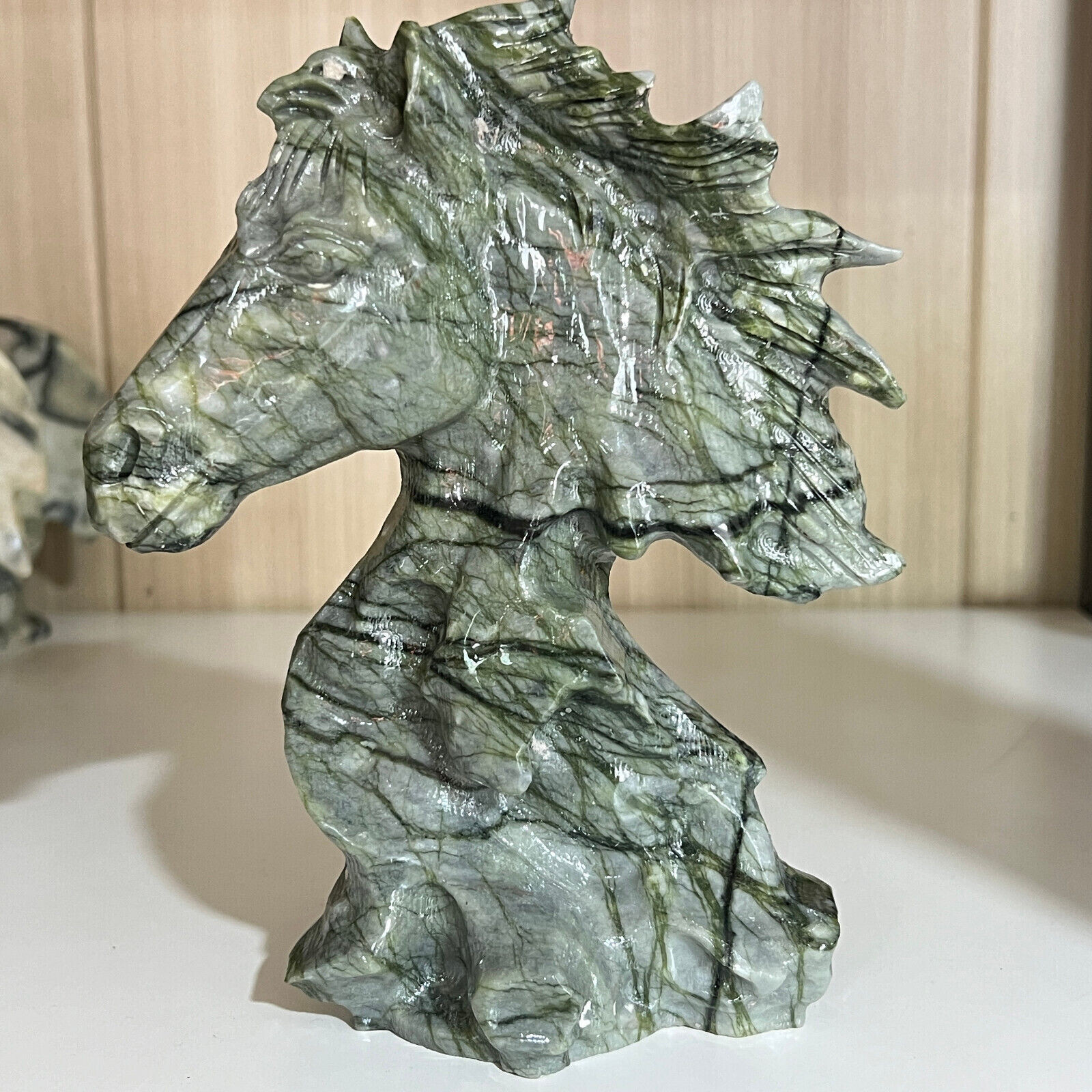 2.97LB Natural yushu stone Quartz Carved horse's head skull Crystal healing 1PC