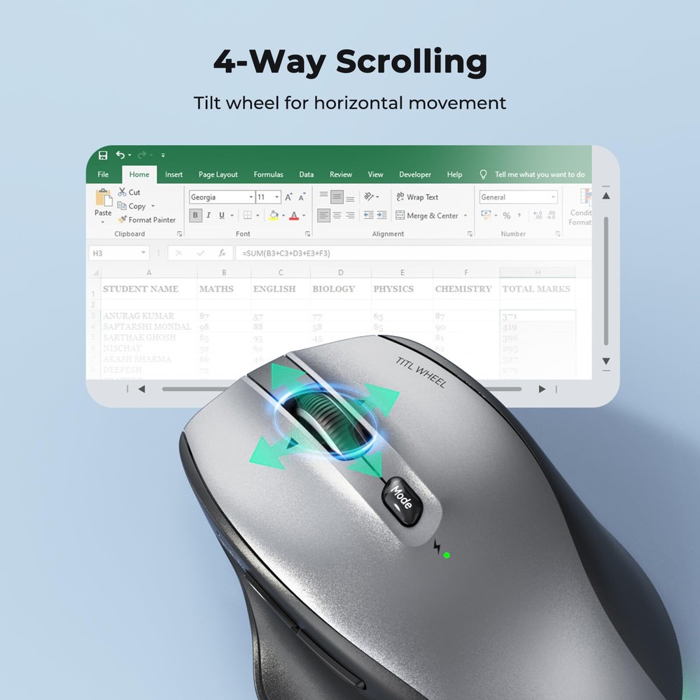 Wireless Bluetooth Mouse LED Rechargeable Ergonomic Mouse with Muitl Mode 2.4...