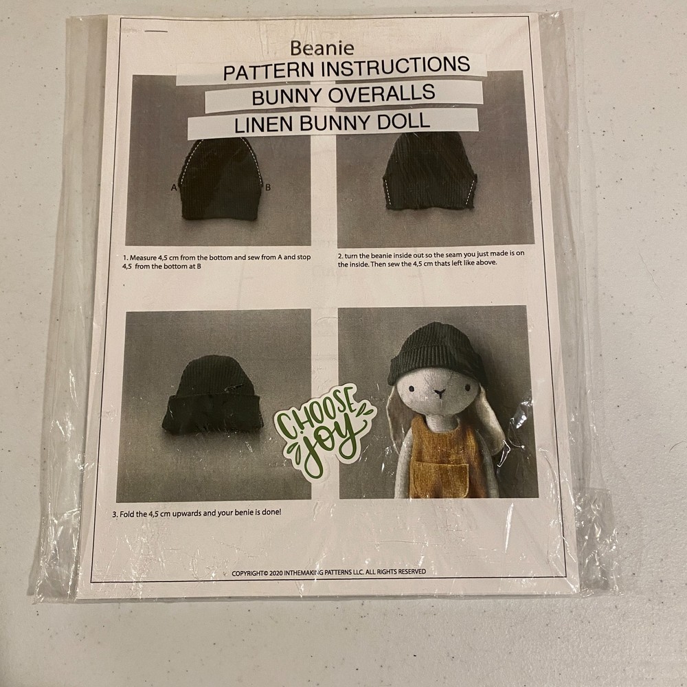 InTheMaking Patterns Beanie Pattern Instructions – Bunny Overalls / Linen Bunny