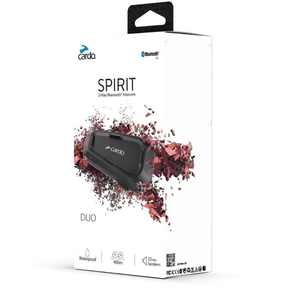 Cardo Systems Spirit Motorcycle Bluetooth Communication Headset 2 Pack, Black