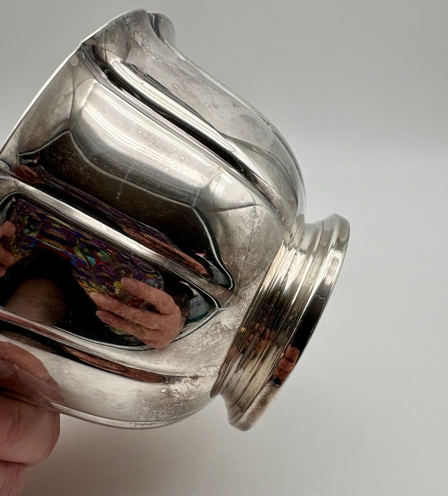 Vintage Crescent Silverware Co. MCM Silver-plate Fluted Bowl Footed Shiny Classy