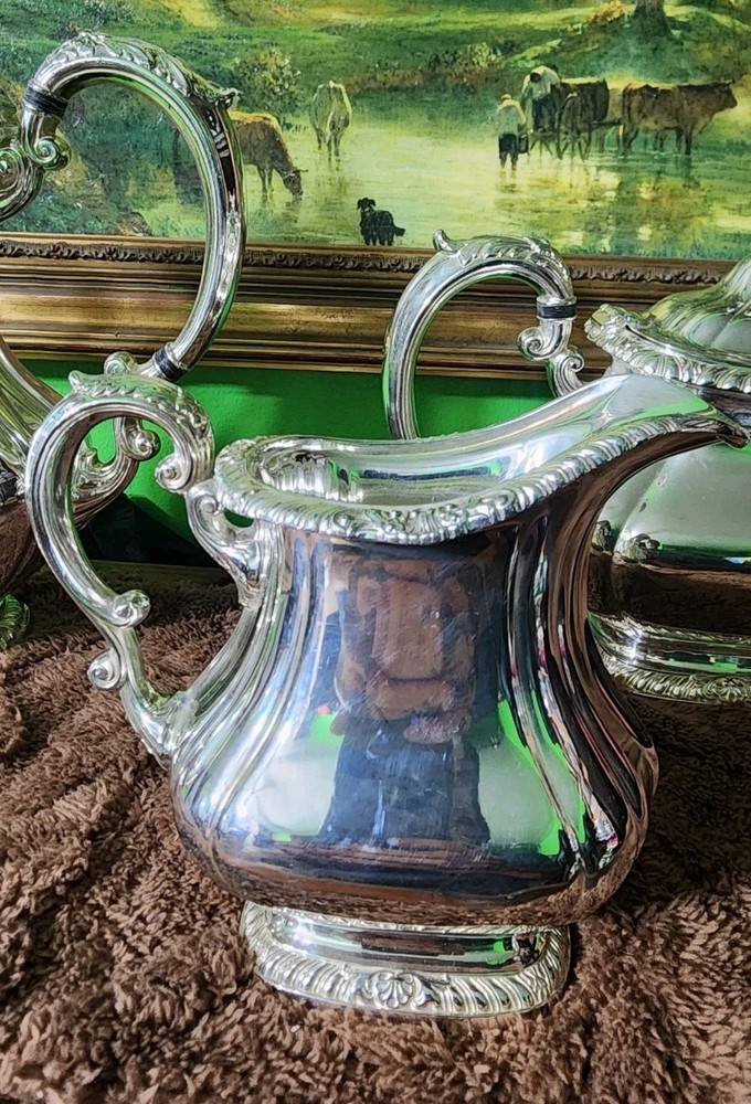 😎NICE! GORHAM ANTIQUE SHELL & GADROON SILVERPLATED 4pc COFFEE & TEA SET☕️🍵🍚🥛