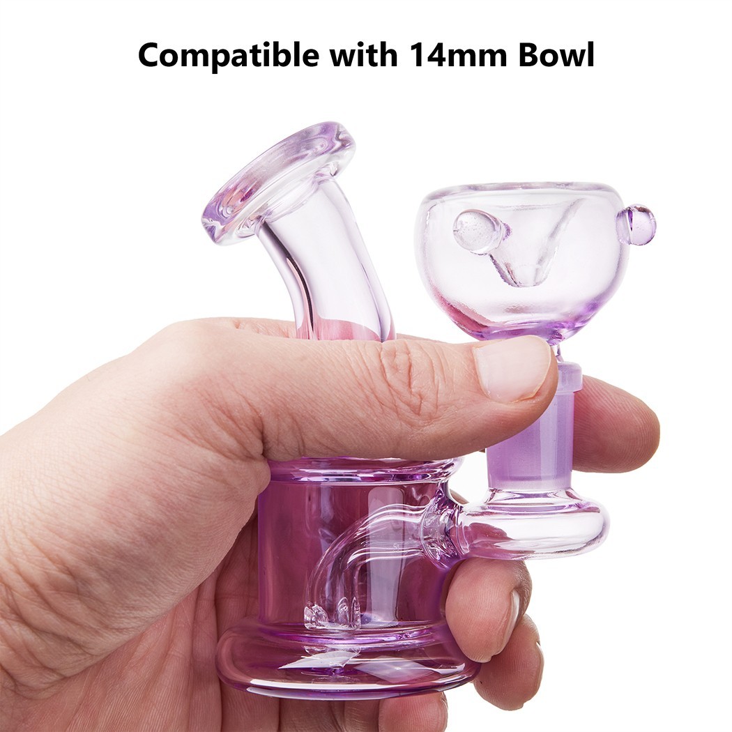 4.3" Mini Glass Bong Smoking Tobacco Glass Water Pipe with 14mm Bowl and Box
