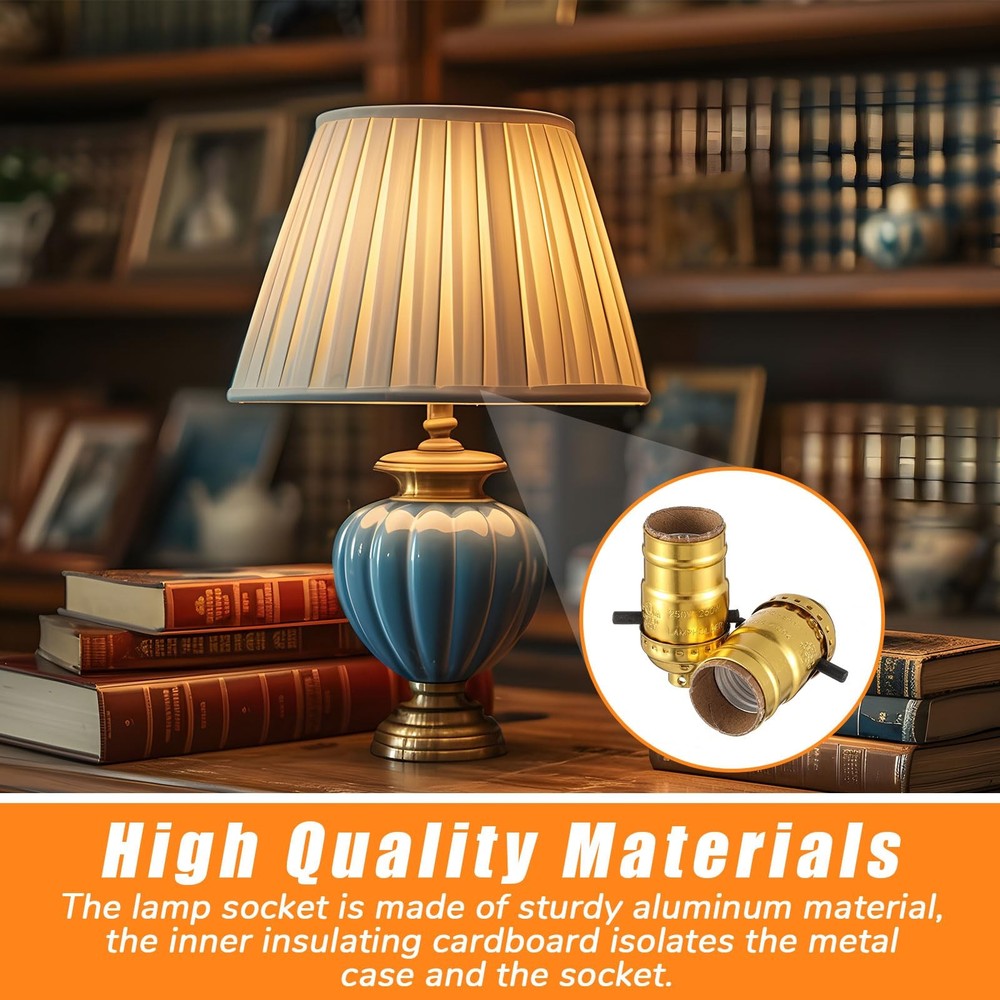 2 Pack UL Listed Lamp Socket with Push On/Off, E26 Threaded Base, Medium Scre...