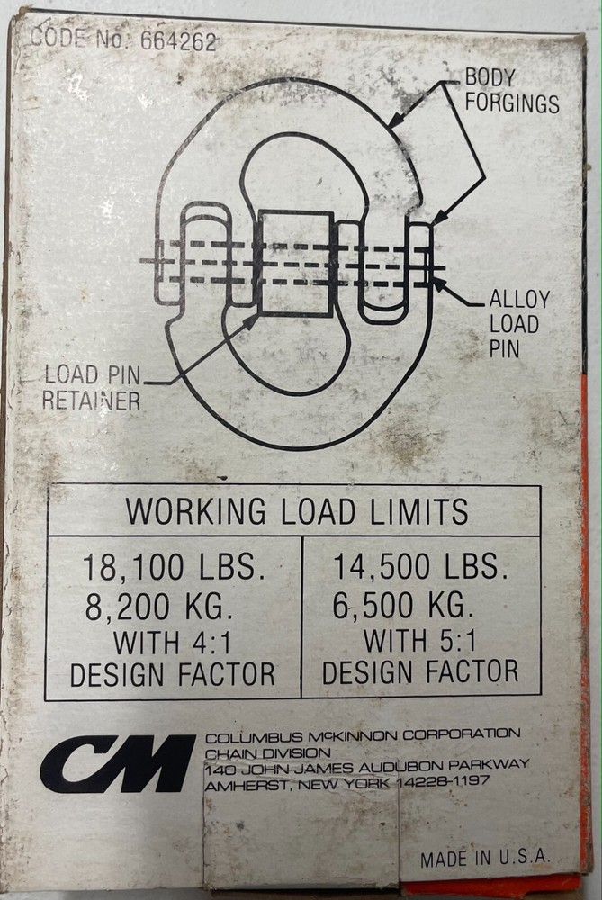 CM Hammerlok 5/8" Coupling Link Grade 80 **MISSING LOAD PIN RETAINER**