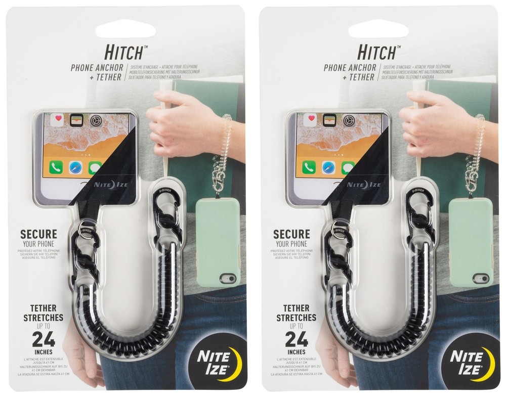 Nite Ize Hitch Phone Anchor + Tether - Black/Black (2-Pack)