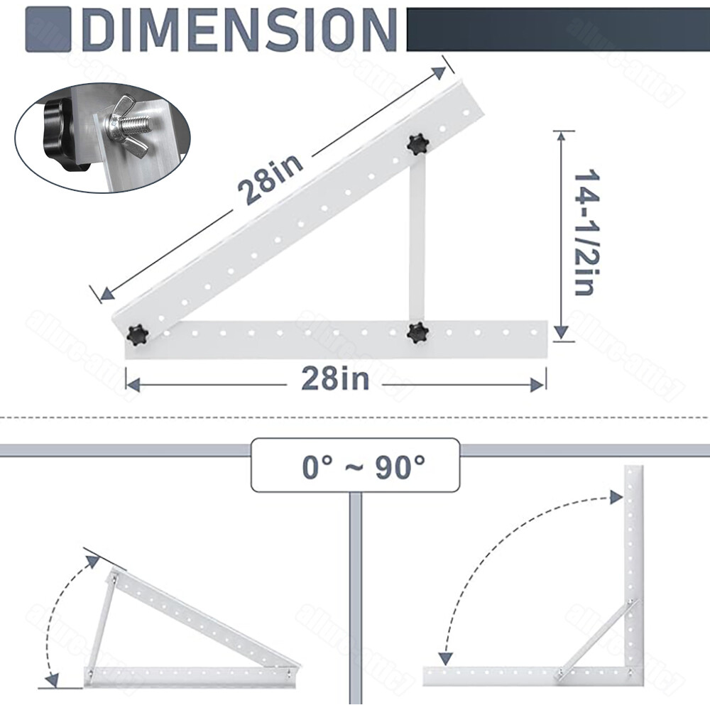 4 Set Adjustable Solar Panel RV Tilt Mounting Rack Bracket Rooftop Flat Surface