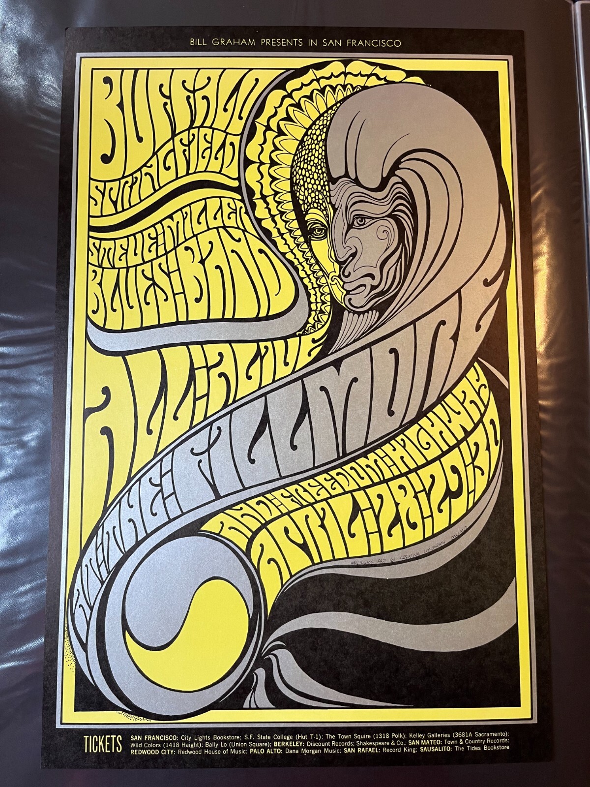 1967 BG-61 Buffalo Springfield Concert Poster Bill Graham Wes Wilson